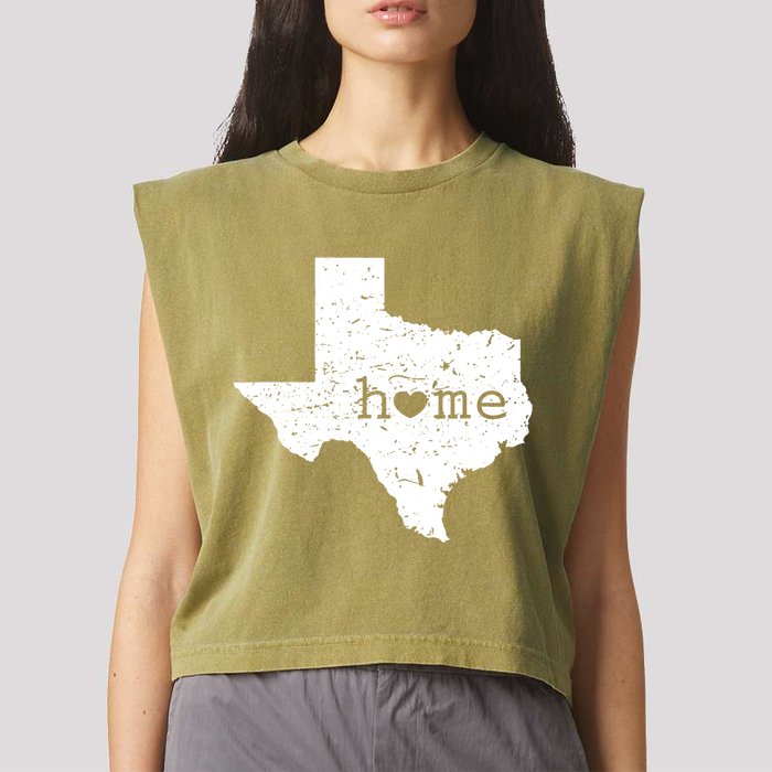 Texas Home Distressed Tx Map With Heart Garment-Dyed Women's Muscle Tee