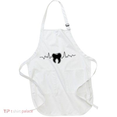 Tooth Heartbeat Dentist Dental Assistant Dentistry Dds Full-Length Apron With Pockets