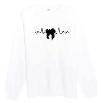 Tooth Heartbeat Dentist Dental Assistant Dentistry Dds Premium Crewneck Sweatshirt