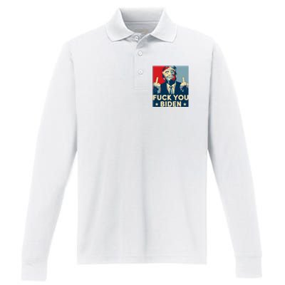 Trump Hope Design Fuck You Biden Performance Long Sleeve Polo