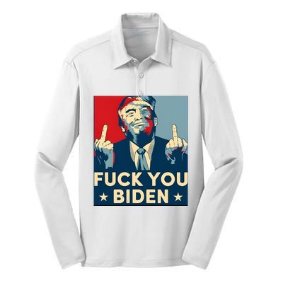 Trump Hope Design Fuck You Biden Silk Touch Performance Long Sleeve Polo