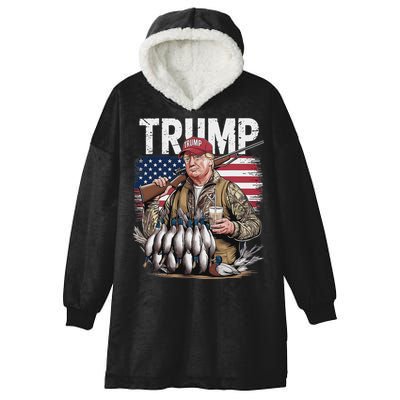 Trump Hunting Duck Hello Hunting Camo Hunting Hooded Wearable Blanket