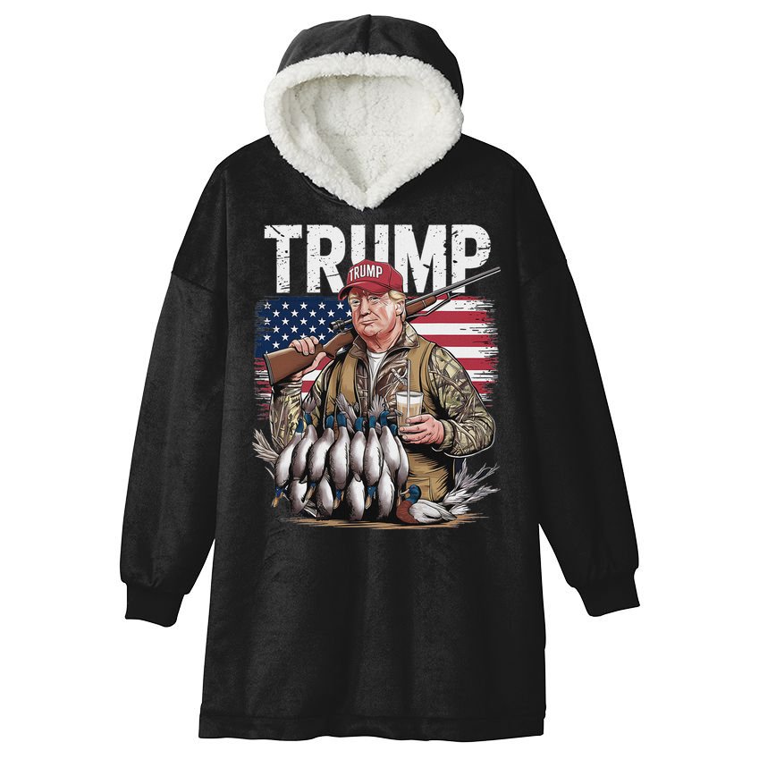 Trump Hunting Duck Hello Hunting Camo Hunting Hooded Wearable Blanket