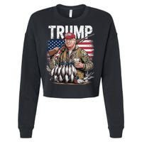 Trump Hunting Duck Hello Hunting Camo Hunting Cropped Pullover Crew