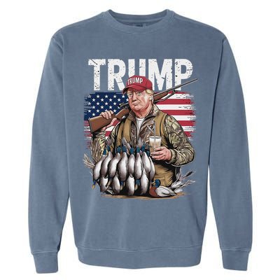 Trump Hunting Duck Hello Hunting Camo Hunting Garment-Dyed Sweatshirt
