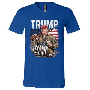 Trump Hunting Duck Hello Hunting Camo Hunting V-Neck T-Shirt