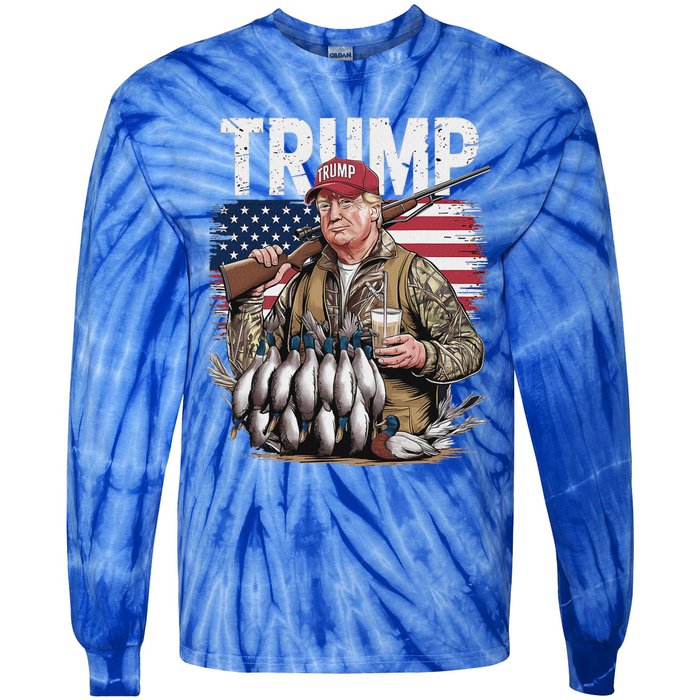 Trump Hunting Duck Hello Hunting Camo Hunting Tie-Dye Long Sleeve Shirt