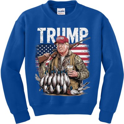 Trump Hunting Duck Hello Hunting Camo Hunting Kids Sweatshirt