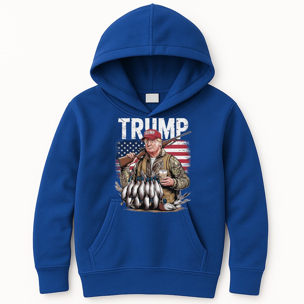 Trump Hunting Duck Hello Hunting Camo Hunting Kids Hoodie