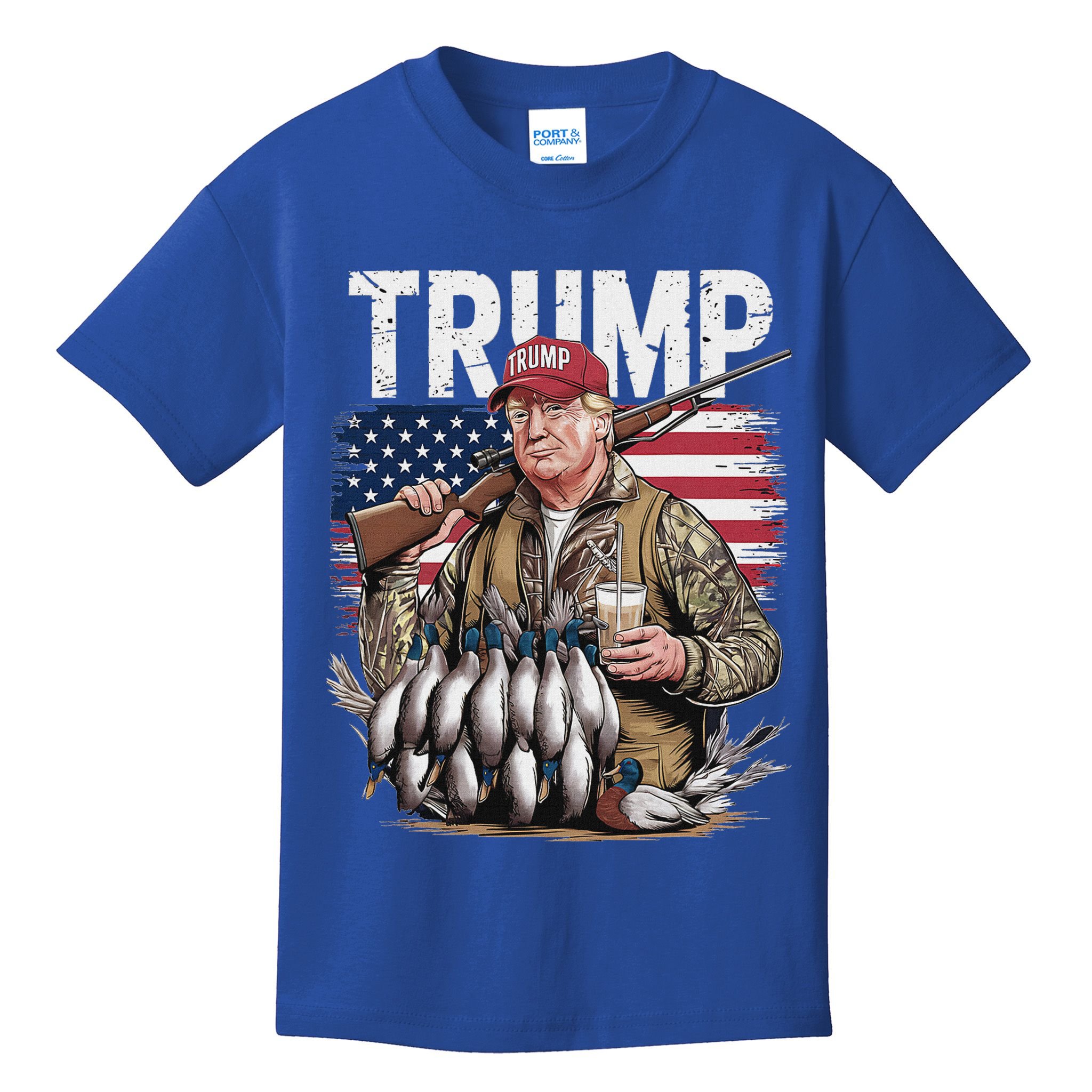 Trump Hunting Duck Hello Hunting Camo Hunting Kids T-Shirt
