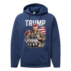 Trump Hunting Duck Hello Hunting Camo Hunting Performance Fleece Hoodie