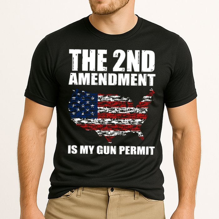 The 2nd Amendment Is My Gun Permit American Gun Flag Cooling Performance Crew T-Shirt