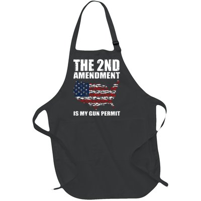 The 2nd Amendment Is My Gun Permit American Gun Flag Full-Length Apron With Pockets