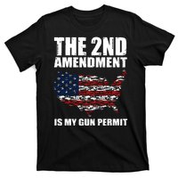 The 2nd Amendment Is My Gun Permit American Gun Flag T-Shirt