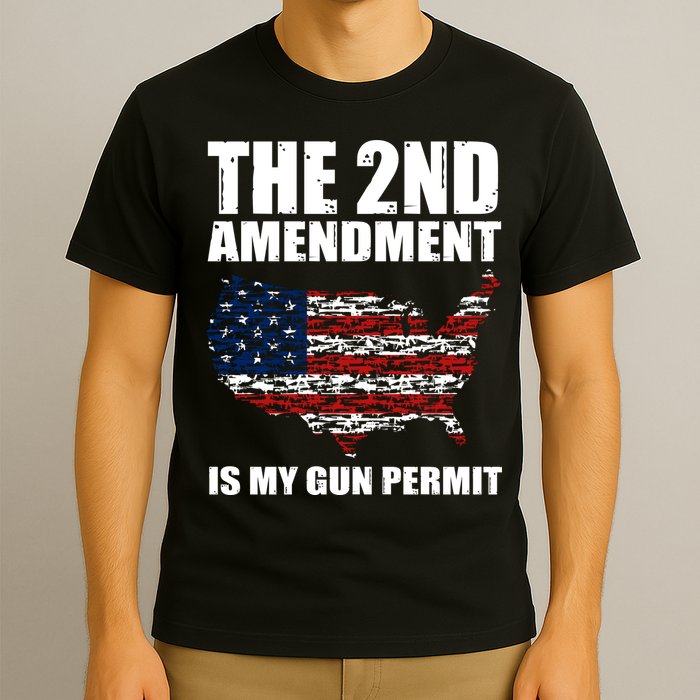 The 2nd Amendment Is My Gun Permit American Gun Flag T-Shirt