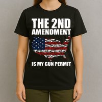 The 2nd Amendment Is My Gun Permit American Gun Flag T-Shirt