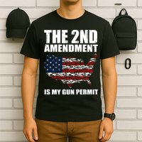 The 2nd Amendment Is My Gun Permit American Gun Flag T-Shirt