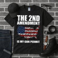 The 2nd Amendment Is My Gun Permit American Gun Flag Tall T-Shirt