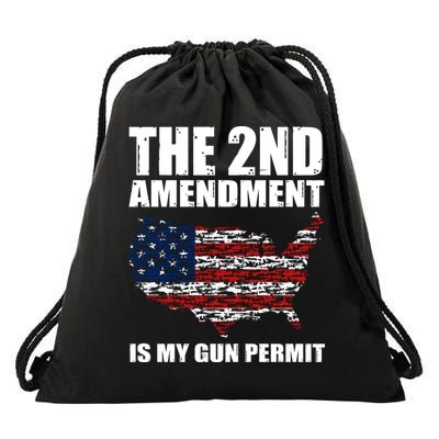 The 2nd Amendment Is My Gun Permit American Gun Flag Drawstring Bag