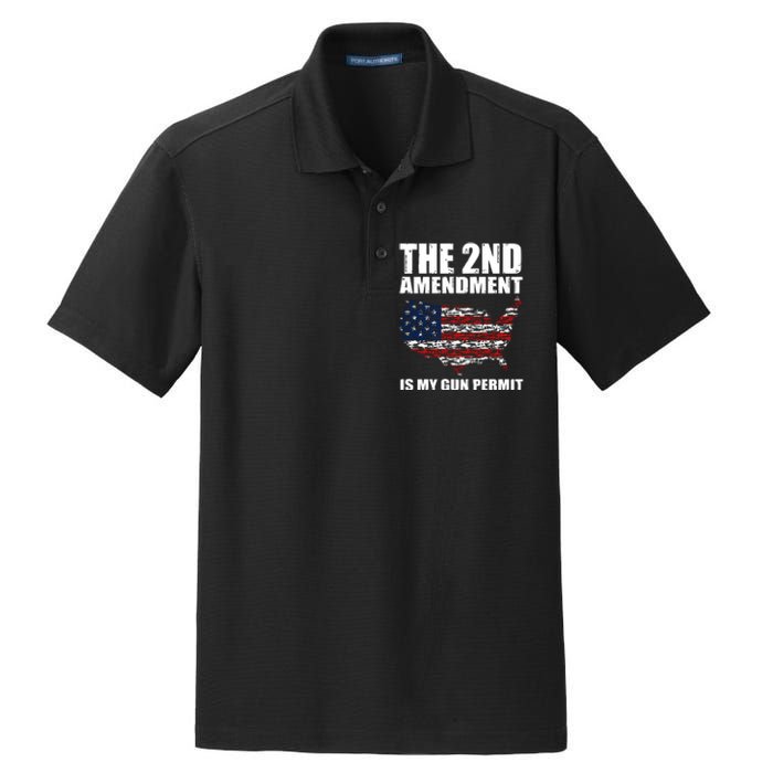 The 2nd Amendment Is My Gun Permit American Gun Flag Dry Zone Grid Polo