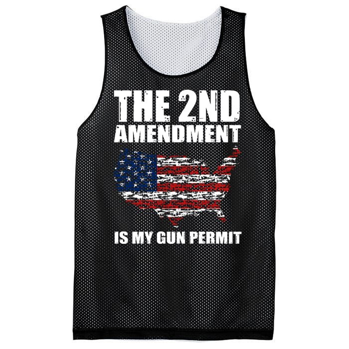 The 2nd Amendment Is My Gun Permit American Gun Flag Mesh Reversible Basketball Jersey Tank