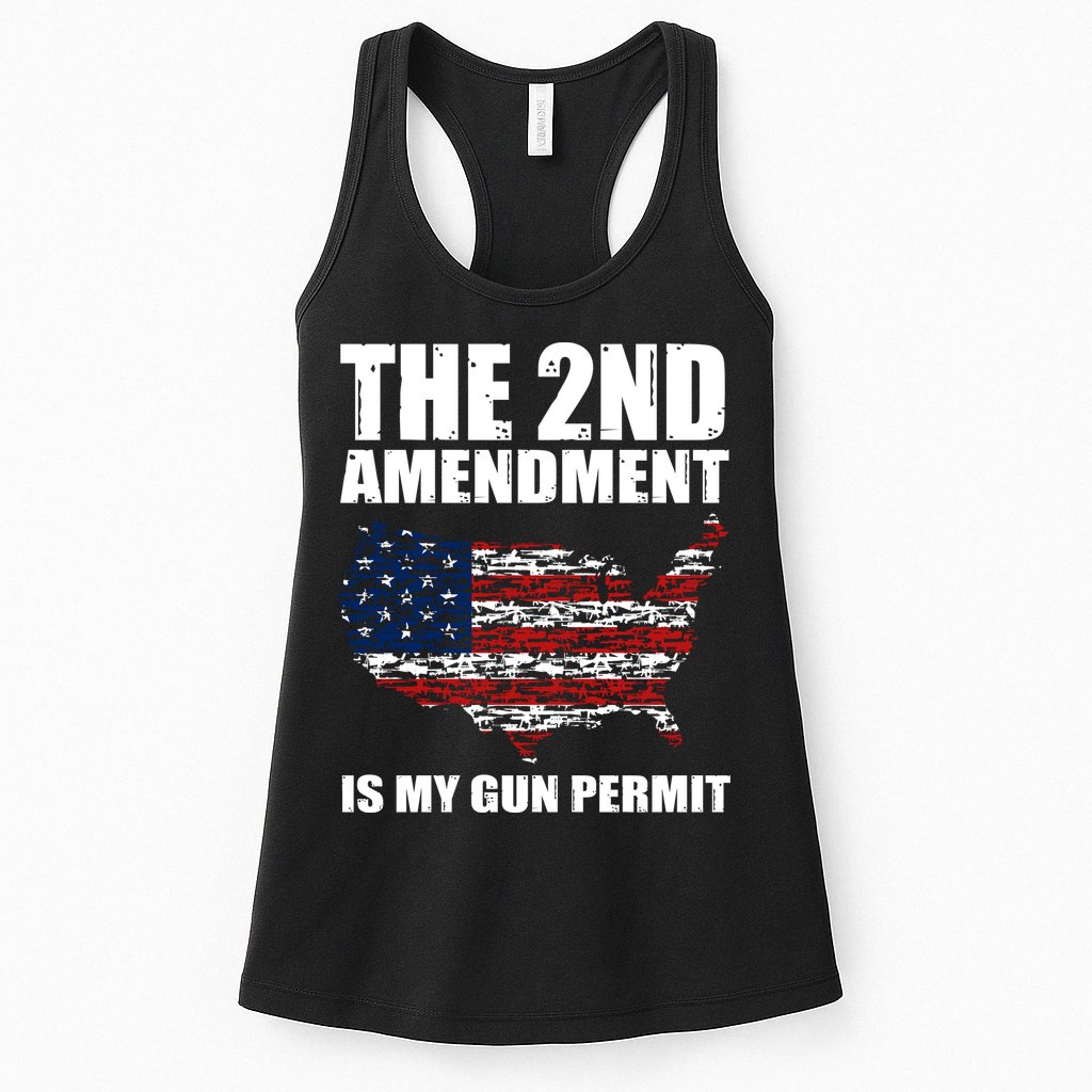 The 2nd Amendment Is My Gun Permit American Gun Flag Womens Tank Top