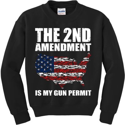 The 2nd Amendment Is My Gun Permit American Gun Flag Kids Sweatshirt