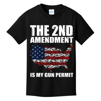The 2nd Amendment Is My Gun Permit American Gun Flag Kids T-Shirt
