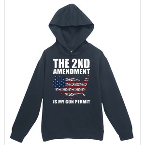 The 2nd Amendment Is My Gun Permit American Gun Flag Urban Pullover Hoodie