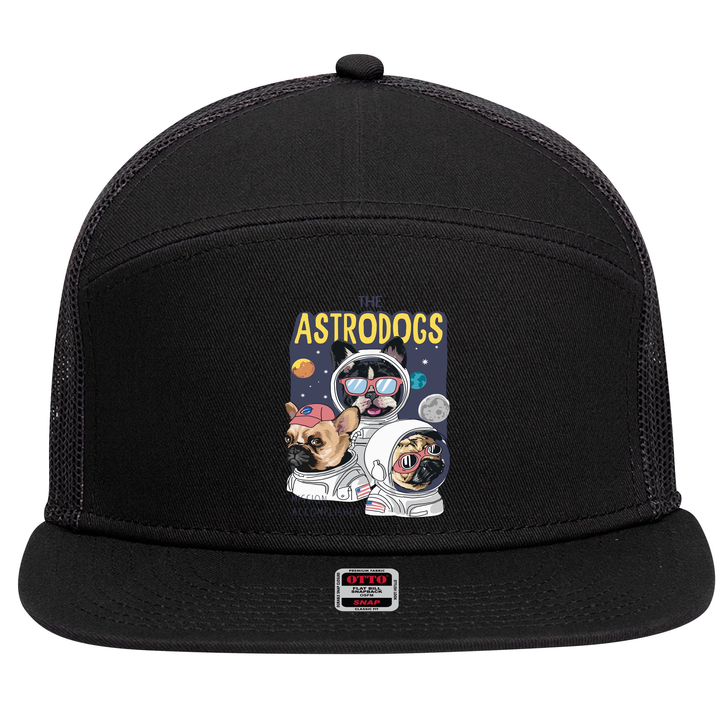 The Astrodogs Astronauts Dogs In Space 7 Panel Mesh Trucker Snapback Hat