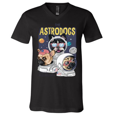 The Astrodogs Astronauts Dogs In Space V-Neck T-Shirt