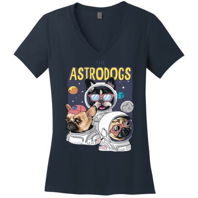 The Astrodogs Astronauts Dogs In Space Women's V-Neck T-Shirt