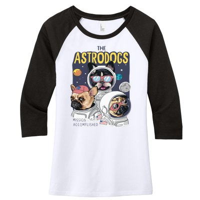 The Astrodogs Astronauts Dogs In Space Women's Tri-Blend 3/4-Sleeve Raglan Shirt