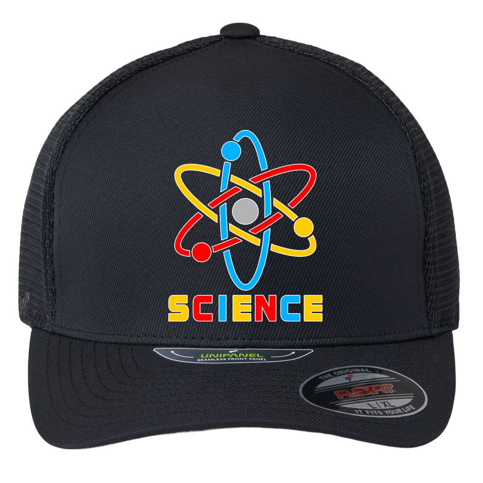 The Atom Science Logo Flexfit Unipanel Trucker Cap