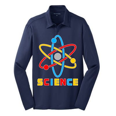 The Atom Science Logo Silk Touch Performance Long Sleeve Polo