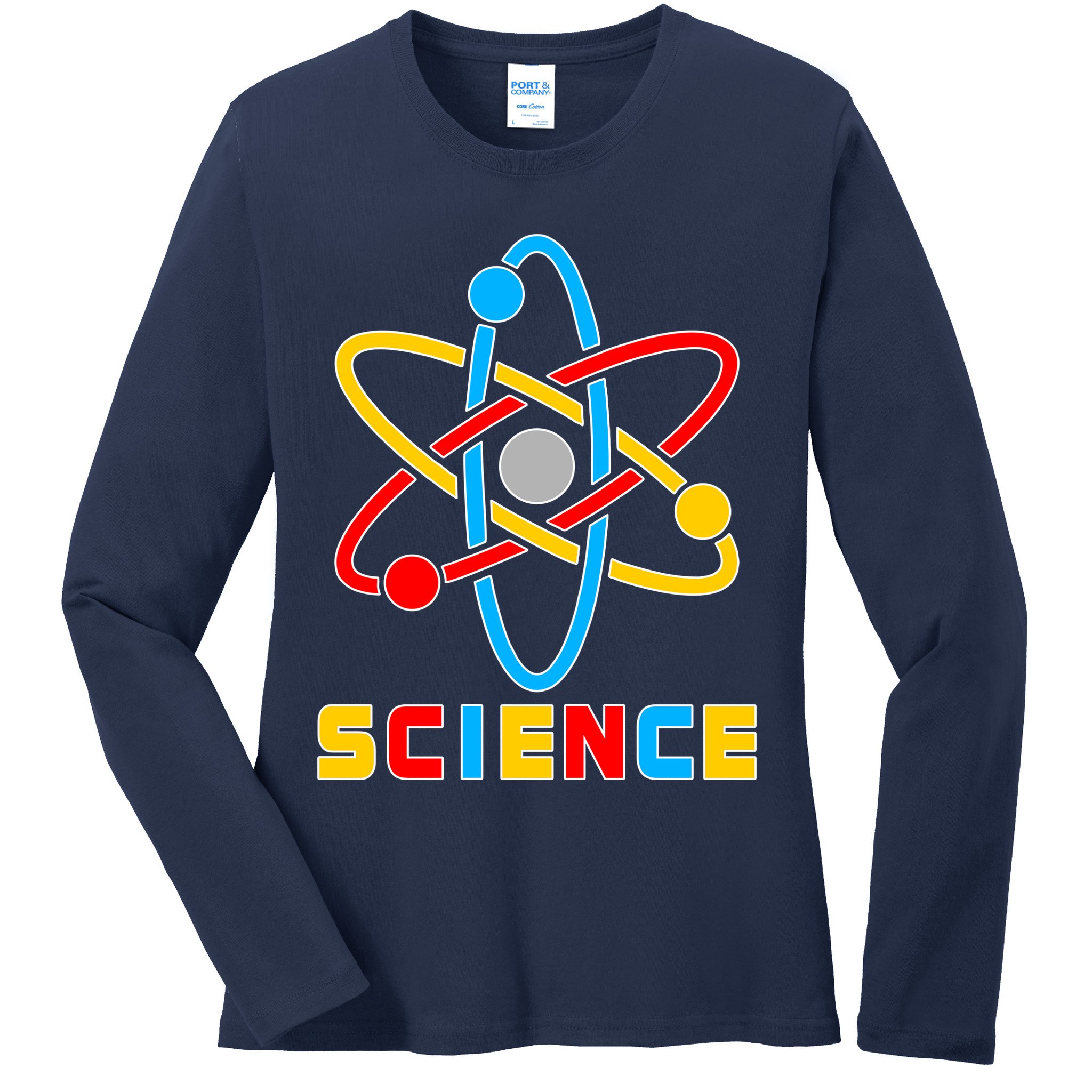 The Atom Science Logo Ladies Long Sleeve Shirt