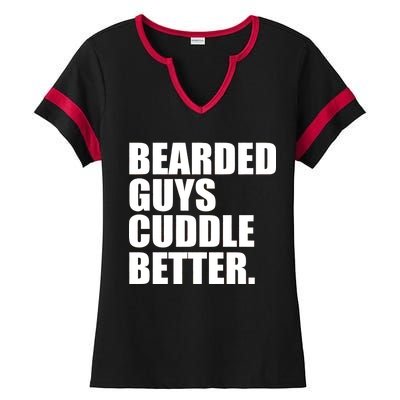 The Bearded Guys Cuddle Better Funny Beard Ladies Halftime Notch Neck Tee