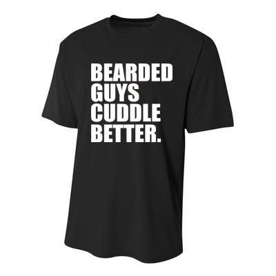 The Bearded Guys Cuddle Better Funny Beard Youth Performance Sprint T-Shirt
