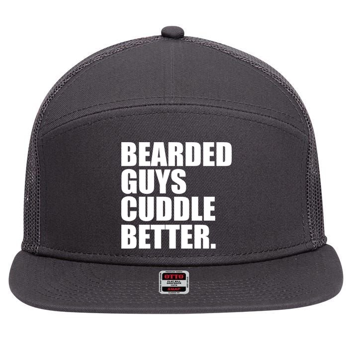 The Bearded Guys Cuddle Better Funny Beard 7 Panel Mesh Trucker Snapback Hat