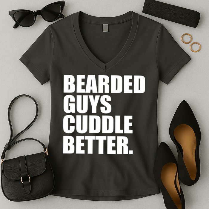 The Bearded Guys Cuddle Better Funny Beard Women's V-Neck T-Shirt
