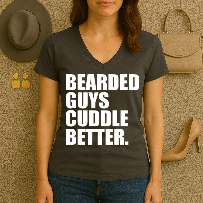 The Bearded Guys Cuddle Better Funny Beard Women's V-Neck T-Shirt