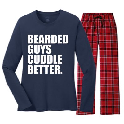 The Bearded Guys Cuddle Better Funny Beard Women's Long Sleeve Flannel Pajama Set 