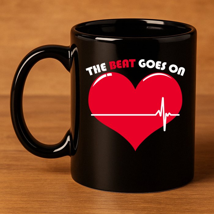The Beat Goes On Heart Health Awareness 11oz C Handle Ceramic Mug