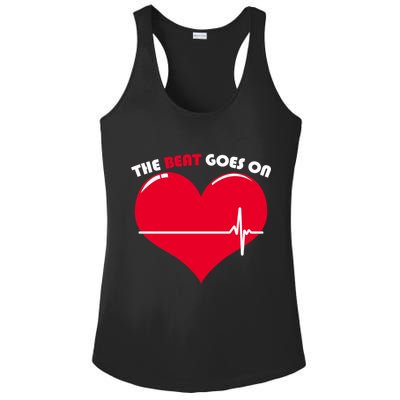 The Beat Goes On Heart Health Awareness Ladies PosiCharge Competitor Racerback Tank