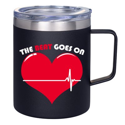 The Beat Goes On Heart Health Awareness 12oz Stainless Steel Coffee Mug