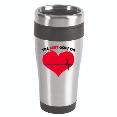 The Beat Goes On Heart Health Awareness 16oz Travel Tumbler