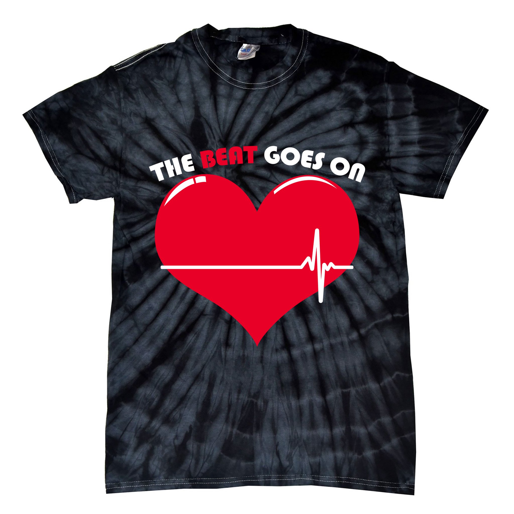 The Beat Goes On Heart Health Awareness Tie-Dye T-Shirt