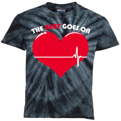 The Beat Goes On Heart Health Awareness Kids Tie-Dye T-Shirt