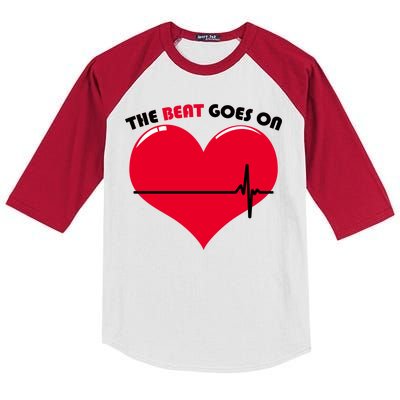 The Beat Goes On Heart Health Awareness Kids Colorblock Raglan Jersey