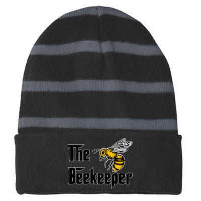 The Beekeeper Striped Beanie with Solid Band